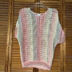 Chico’s‎ Space-Dye Marlene Pullover Open Knit Short Sleeve Sweater Size 0, Small